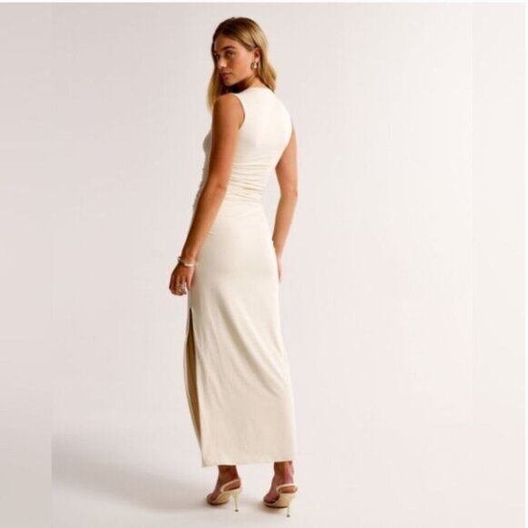 NWT Abecrombie & Fitch Ava Knit Maxi Dress Cream size Large Tall bodycon - Picture 3 of 10